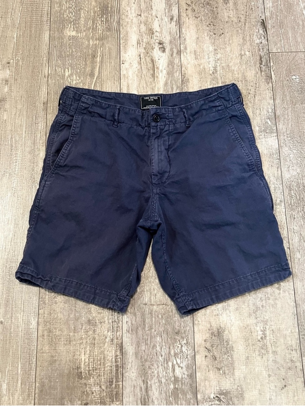 TODD SNYDER 8" Linen Cotton Blend Chino Shorts Side Tabs Navy Blue 30
Summer